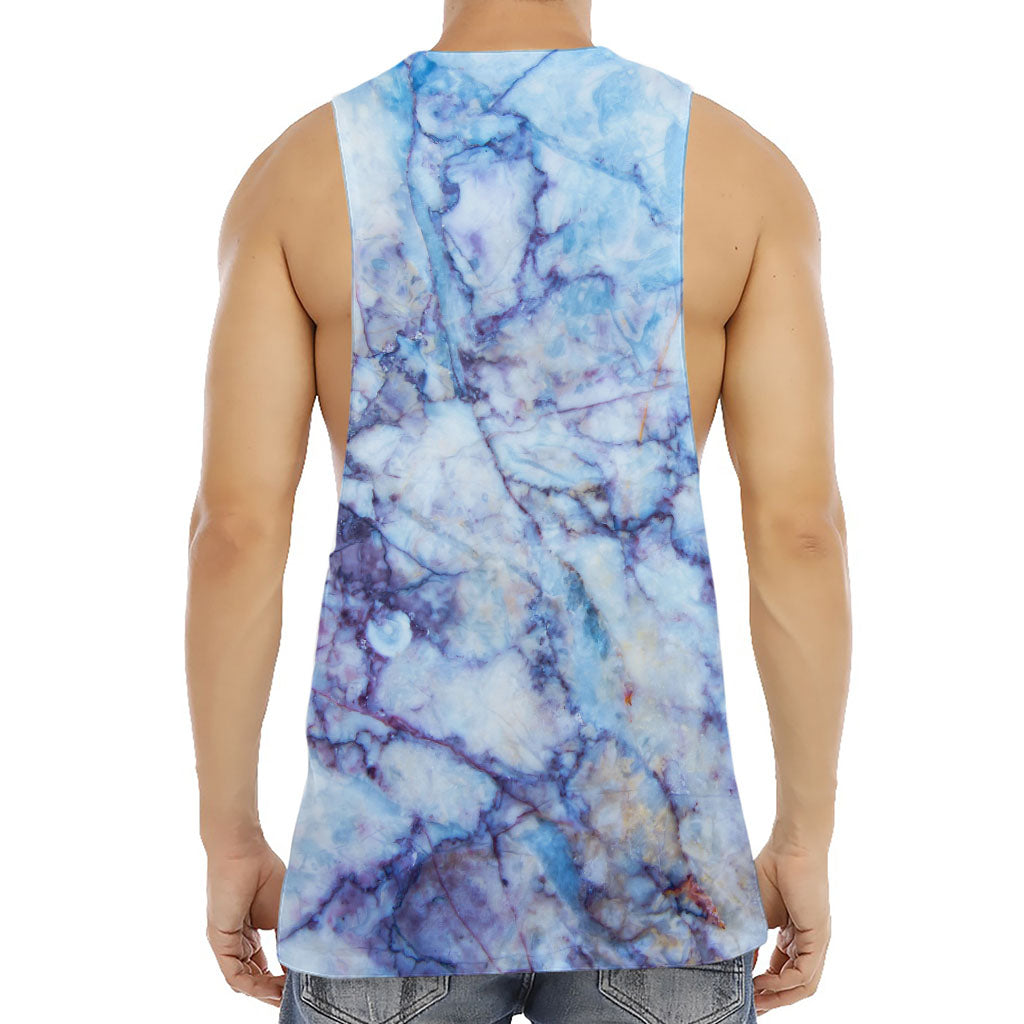 Blue Marble Print Men's Muscle Tank Top