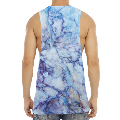 Blue Marble Print Men's Muscle Tank Top