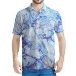 Blue Marble Print Men's Polo Shirt