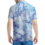 Blue Marble Print Men's Polo Shirt