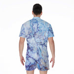 Blue Marble Print Men's Rompers