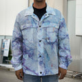 Blue Marble Print Men's Shirt Jacket