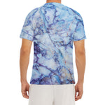 Blue Marble Print Men's Short Sleeve Rash Guard