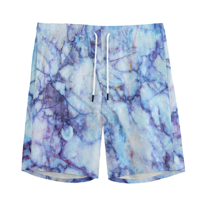 Blue Marble Print Men's Sports Shorts