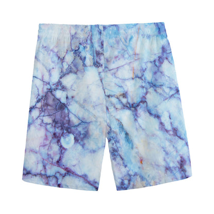 Blue Marble Print Men's Sports Shorts