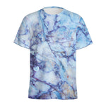Blue Marble Print Men's Sports T-Shirt