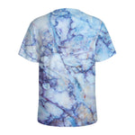 Blue Marble Print Men's Sports T-Shirt