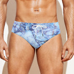 Blue Marble Print Men's Swim Briefs