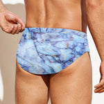 Blue Marble Print Men's Swim Briefs