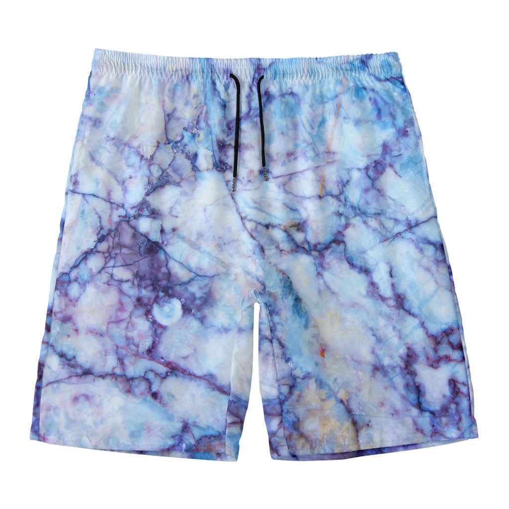 Blue Marble Print Men's Swim Trunks