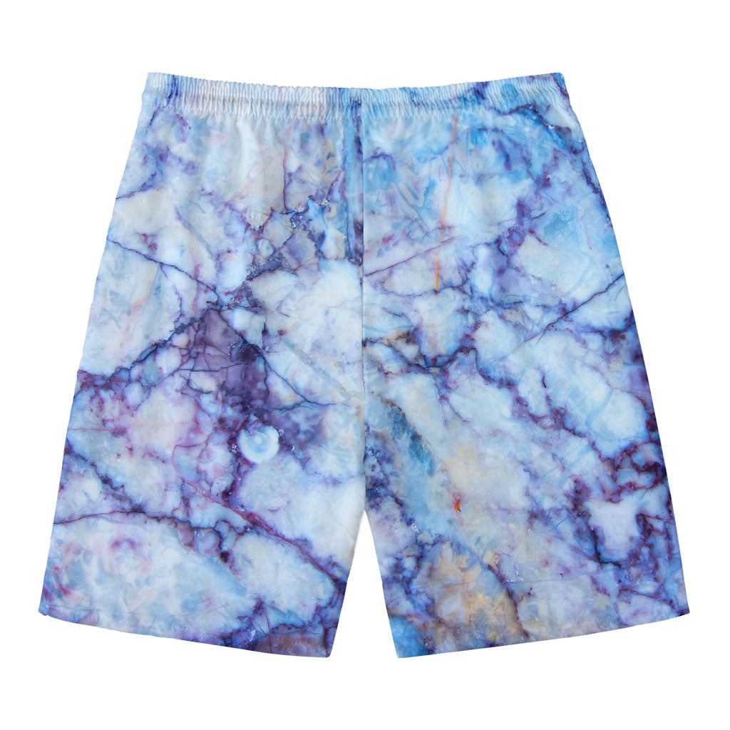 Blue Marble Print Men's Swim Trunks