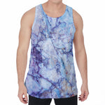 Blue Marble Print Men's Velvet Tank Top