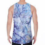 Blue Marble Print Men's Velvet Tank Top