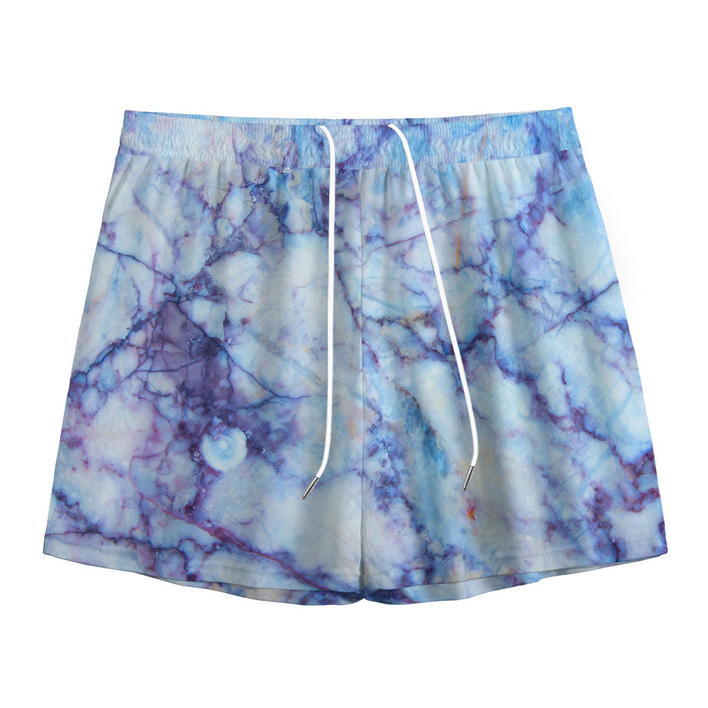 Blue Marble Print Mesh Shorts