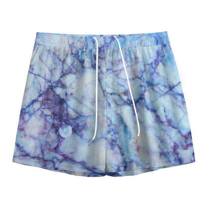 Blue Marble Print Mesh Shorts