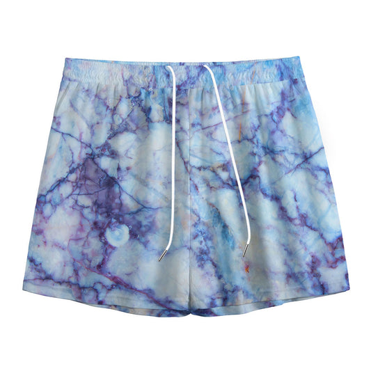 Blue Marble Print Mesh Shorts