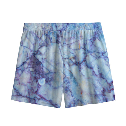 Blue Marble Print Mesh Shorts