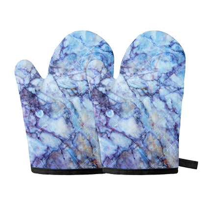 Blue Marble Print Oven Mitts