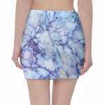 Blue Marble Print Pencil Mini Skirt