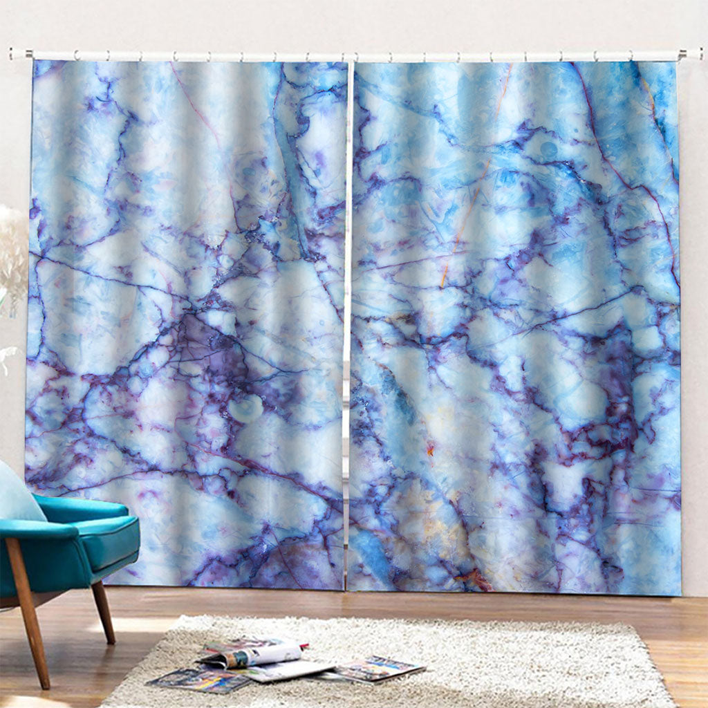 Blue Marble Print Pencil Pleat Curtains