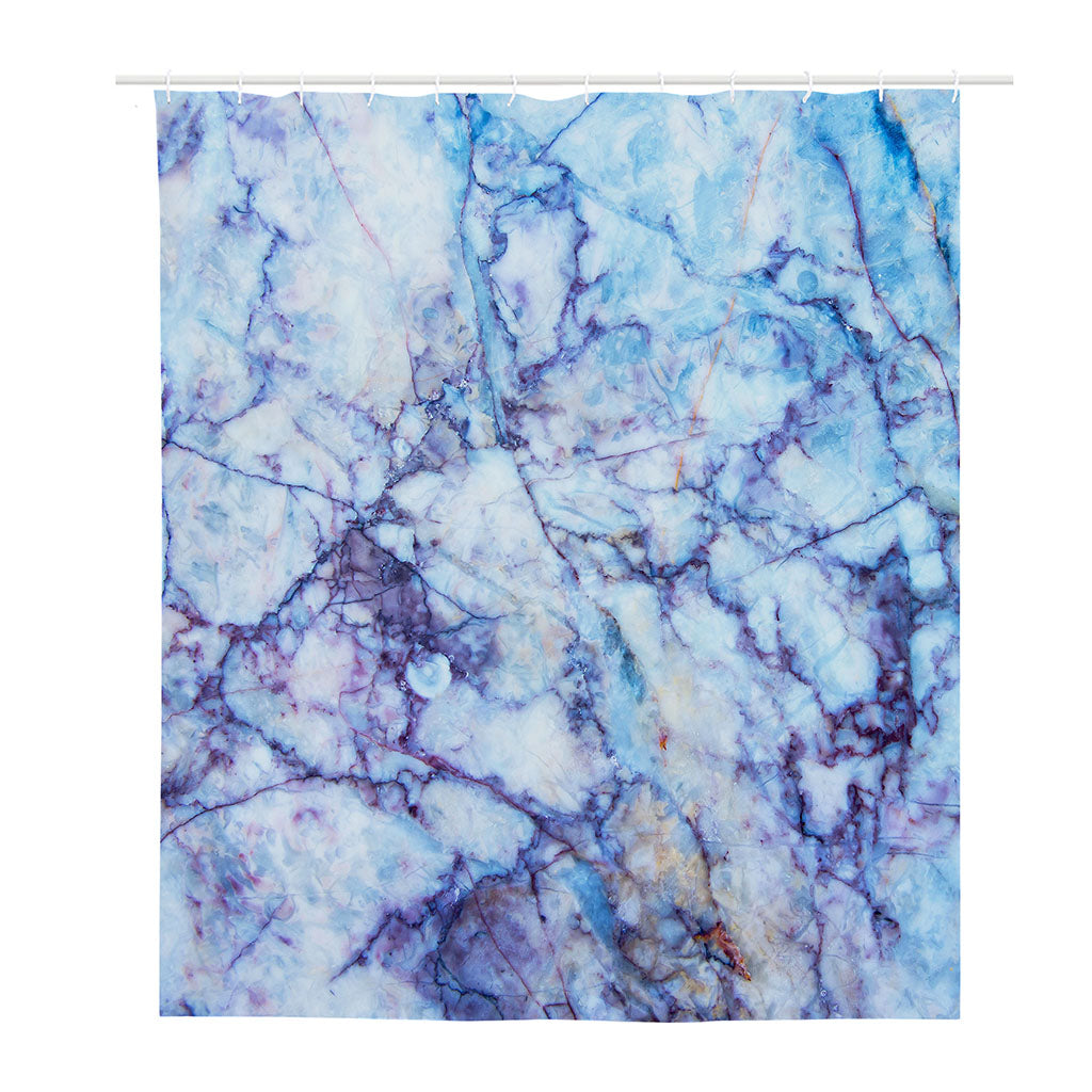 Blue Marble Print Polyester Shower Curtain