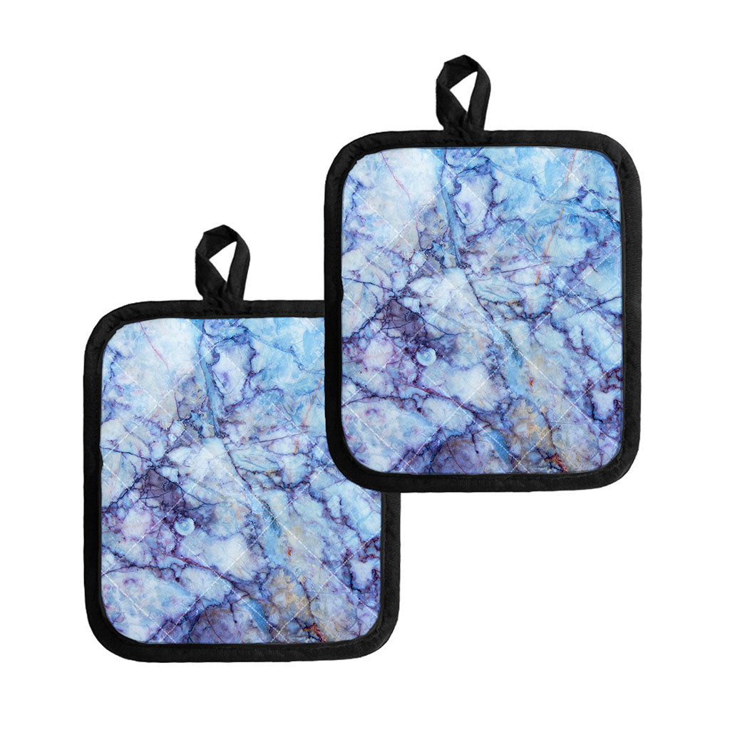 Blue Marble Print Pot Holders