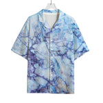 Blue Marble Print Rayon Hawaiian Shirt