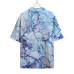 Blue Marble Print Rayon Hawaiian Shirt