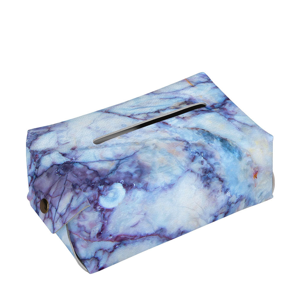 Blue Marble Print Rectangle Tissue Box Cover