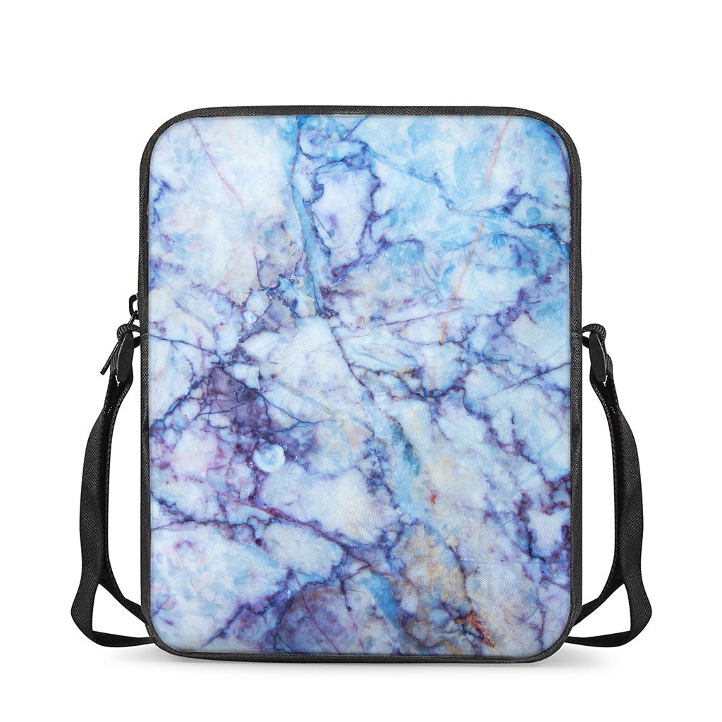 Blue Marble Print Rectangular Crossbody Bag