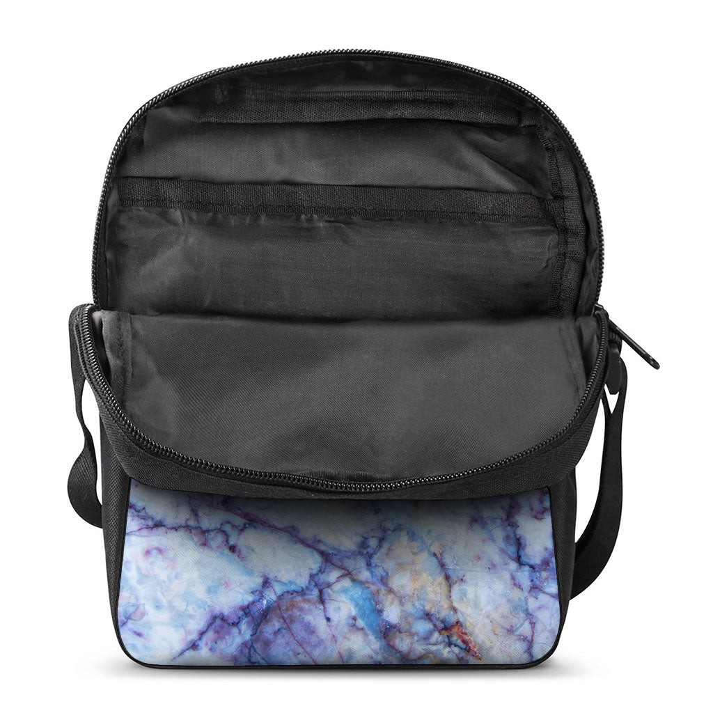 Blue Marble Print Rectangular Crossbody Bag