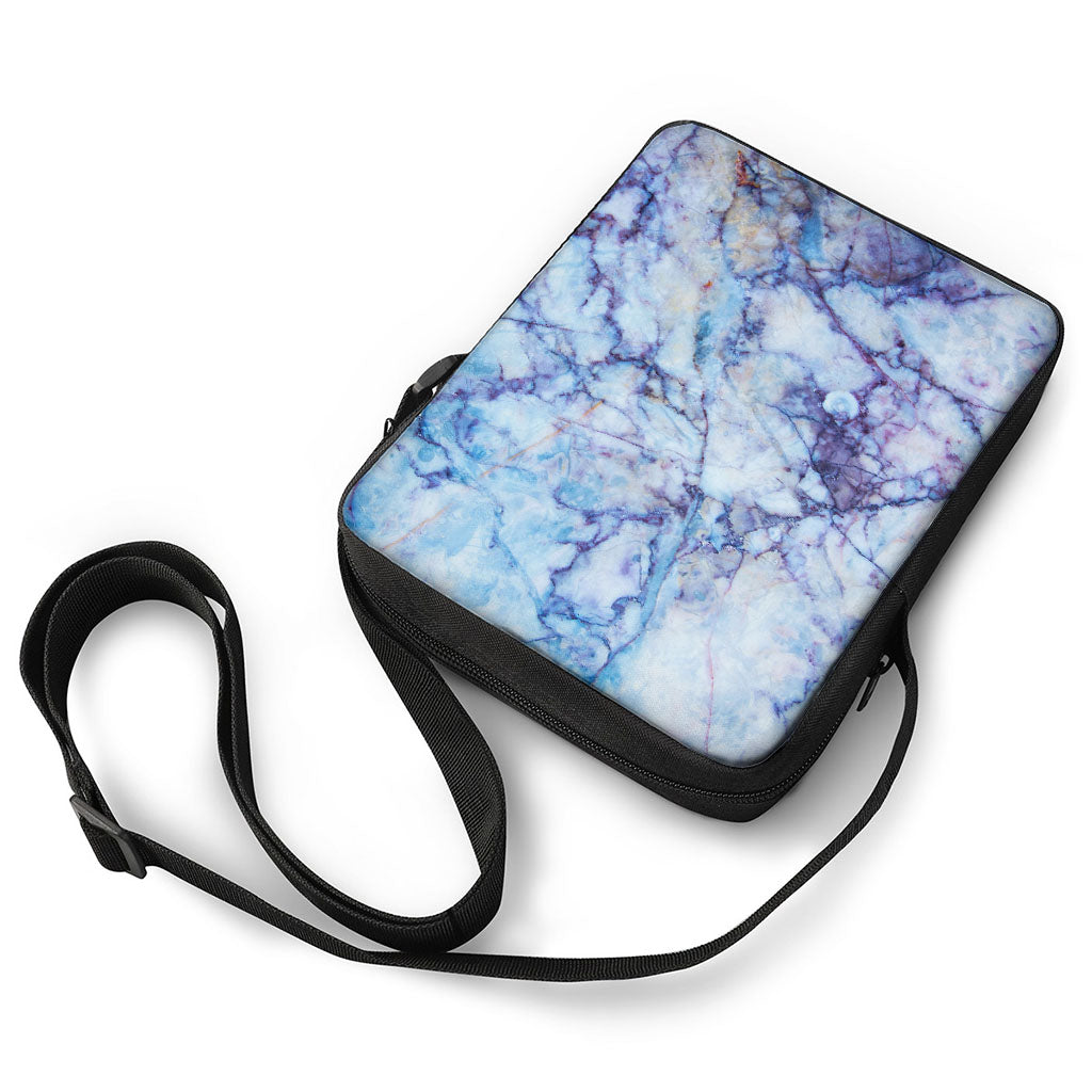 Blue Marble Print Rectangular Crossbody Bag