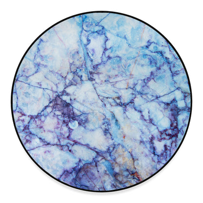 Blue Marble Print Round Floor Mat