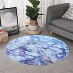 Blue Marble Print Round Rug