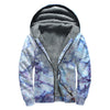 Blue Marble Print Sherpa Lined Zip Up Hoodie