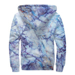 Blue Marble Print Sherpa Lined Zip Up Hoodie