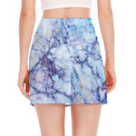 Blue Marble Print Side Slit Mini Skirt