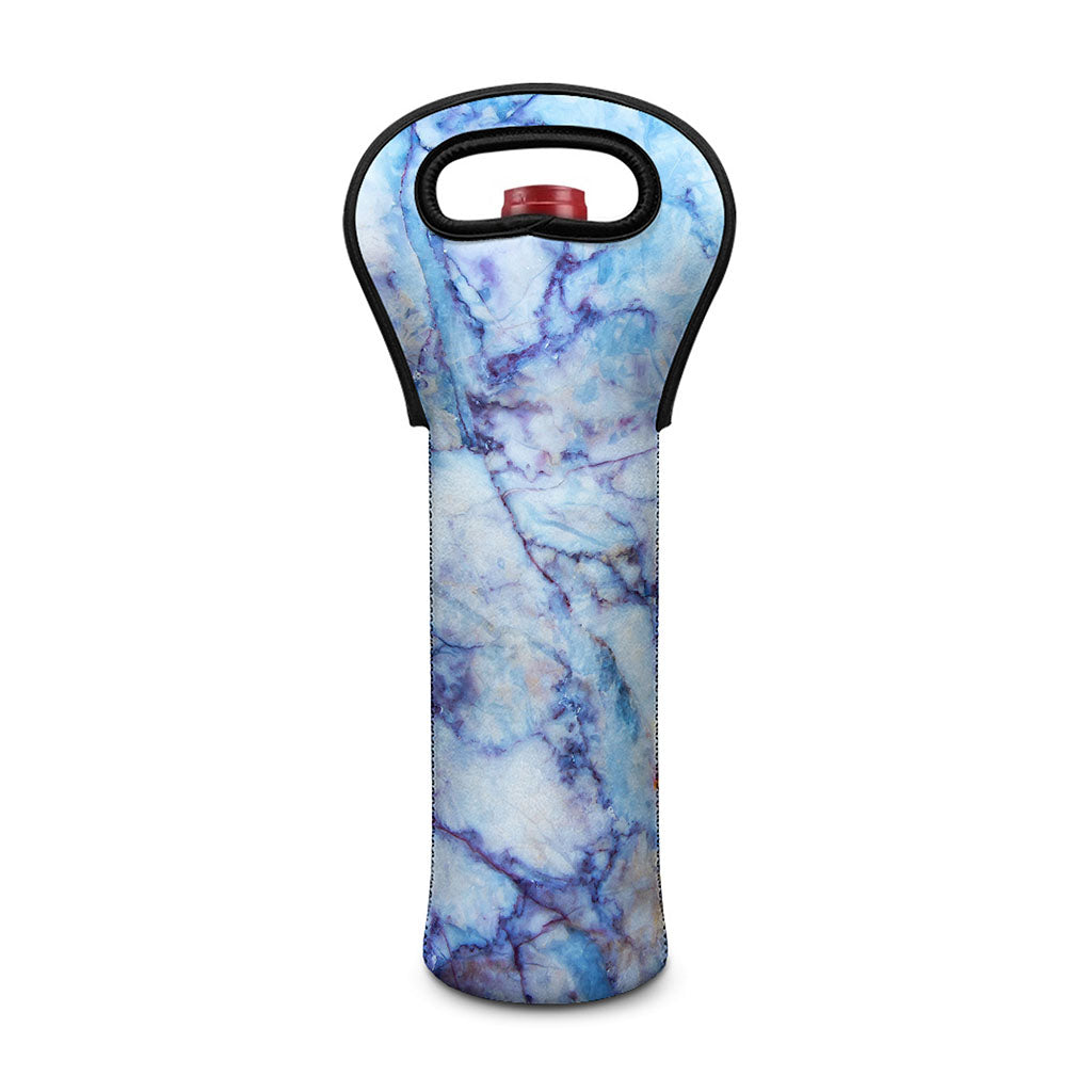 Blue Marble Print Single Neoprene Wine Tote