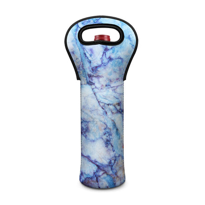 Blue Marble Print Single Neoprene Wine Tote