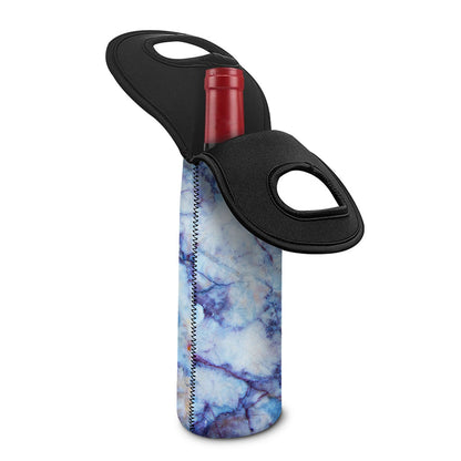 Blue Marble Print Single Neoprene Wine Tote