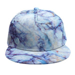 Blue Marble Print Snapback Cap