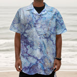 Blue Marble Print Textured Short Sleeve Shirt
