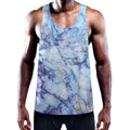 Blue Marble Print Men's Workout Tank Top