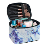 Blue Marble Print Travel Makeup Bag