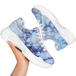 Blue Marble Print White Chunky Shoes