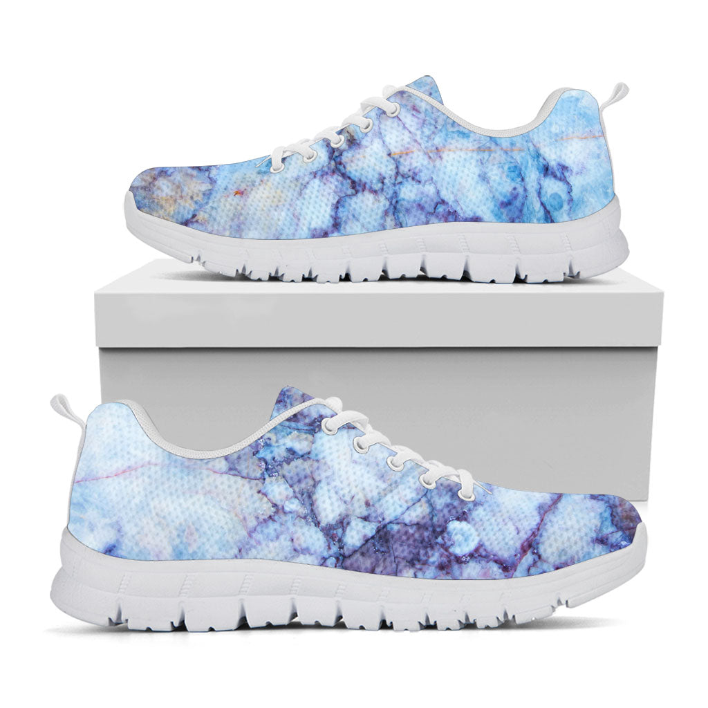 Blue Marble Print White Running Shoes