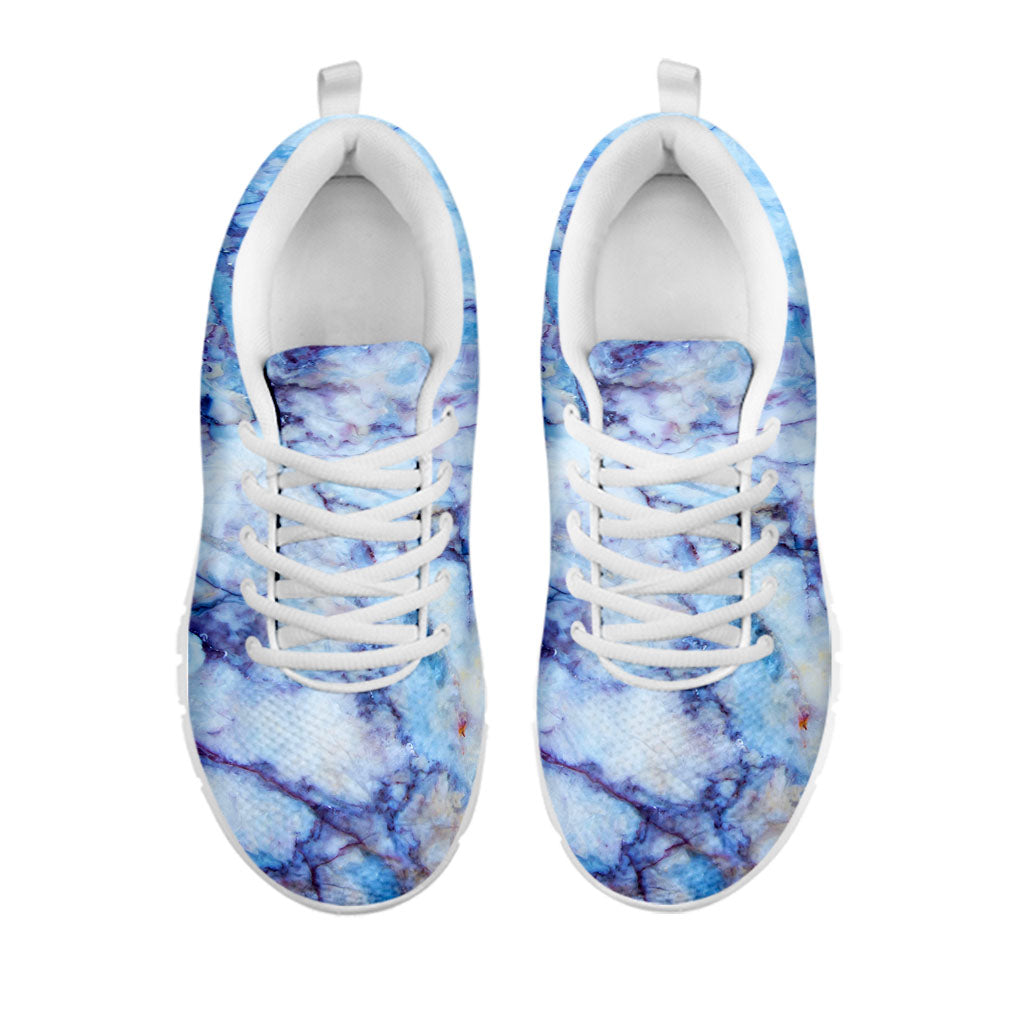 Blue Marble Print White Running Shoes