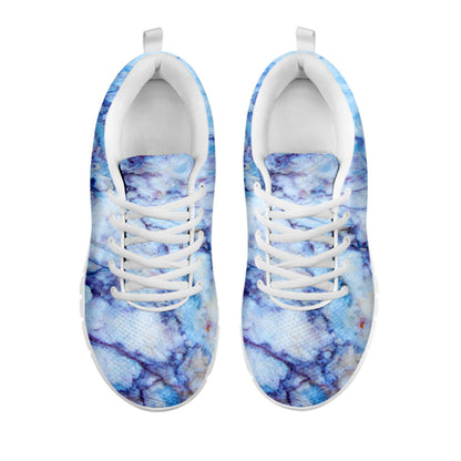 Blue Marble Print White Running Shoes