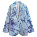 Blue Marble Print Women's Cotton Blazer