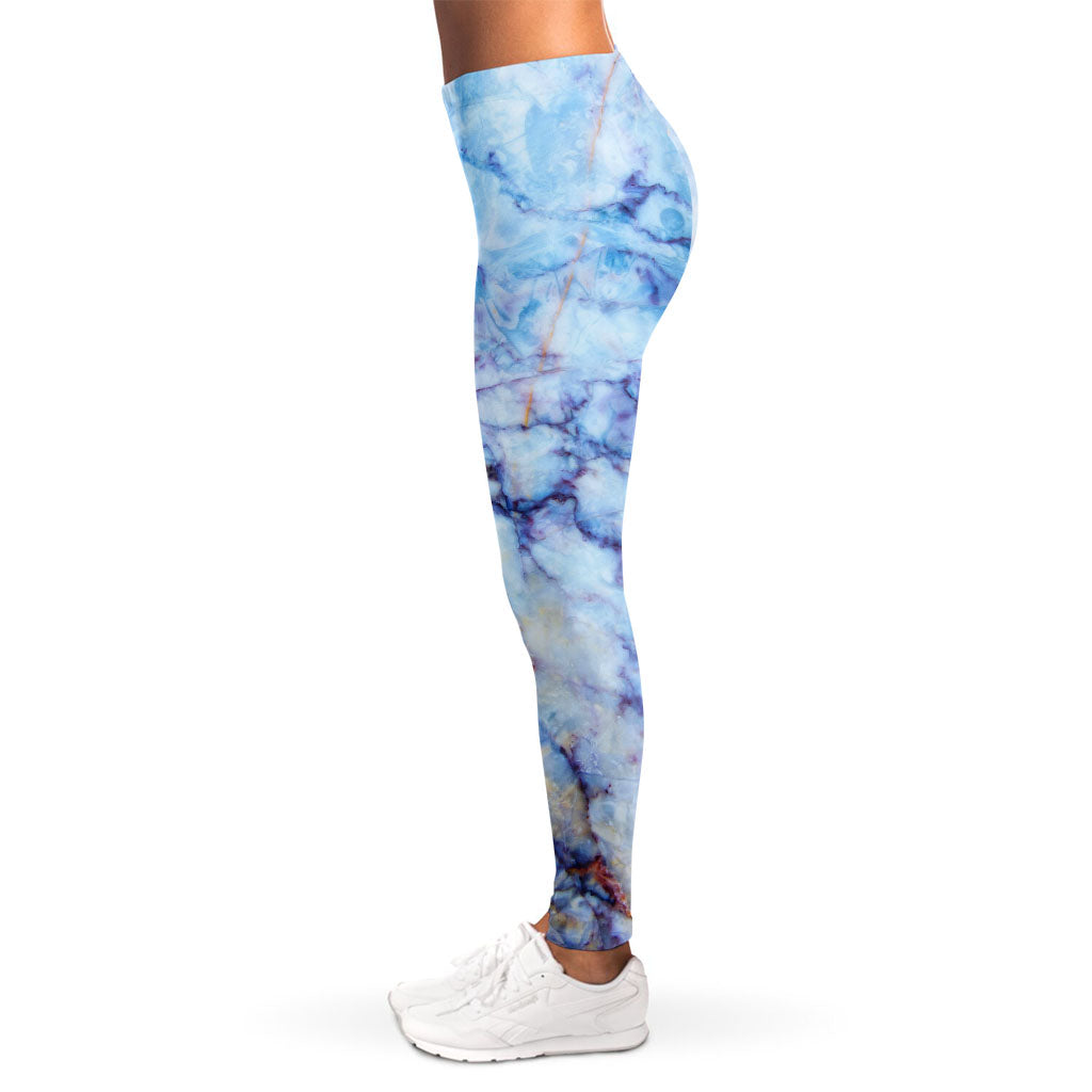 Blue Marble Print Women's Leggings